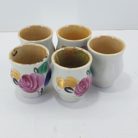 Керамические чашки-горшочки с рисунком цветов, цена за комплект
